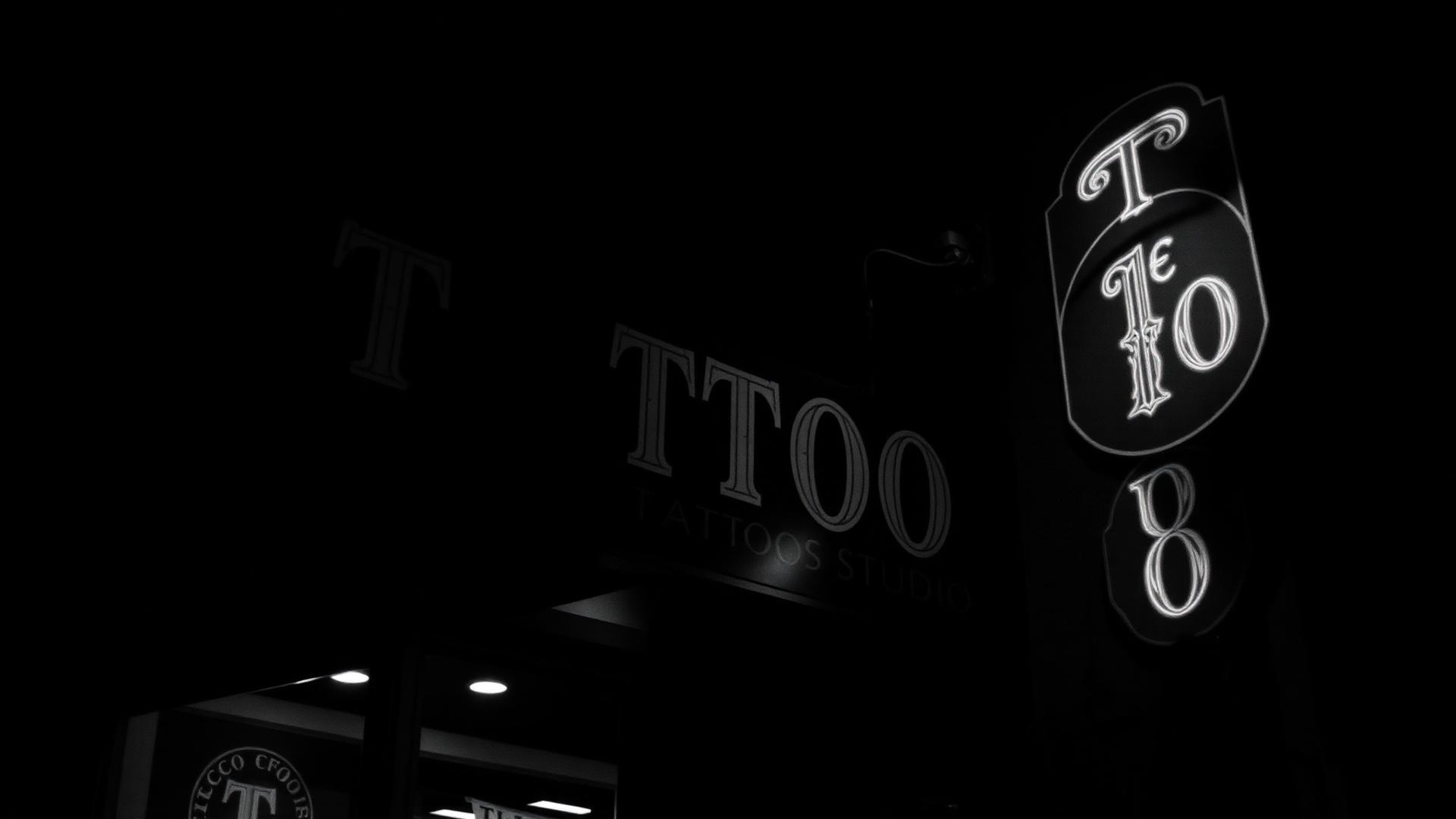 Letreiro do estúdio de tatuagem Lucky Tattoo no Porto